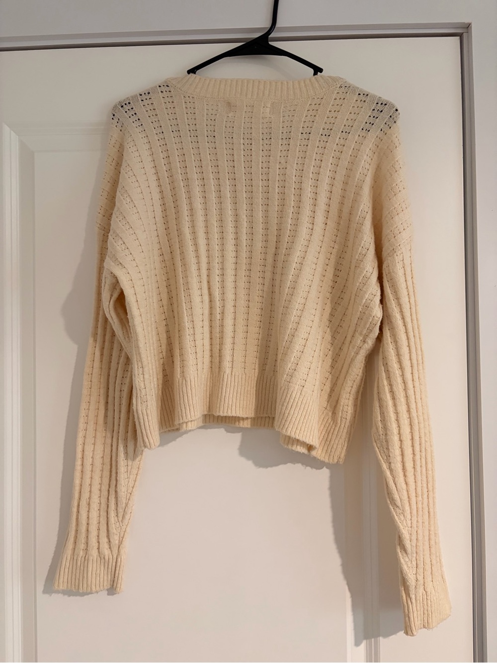 No Boundaries Cream Ribbed Button-Front Sweater - Picture 3 of 3